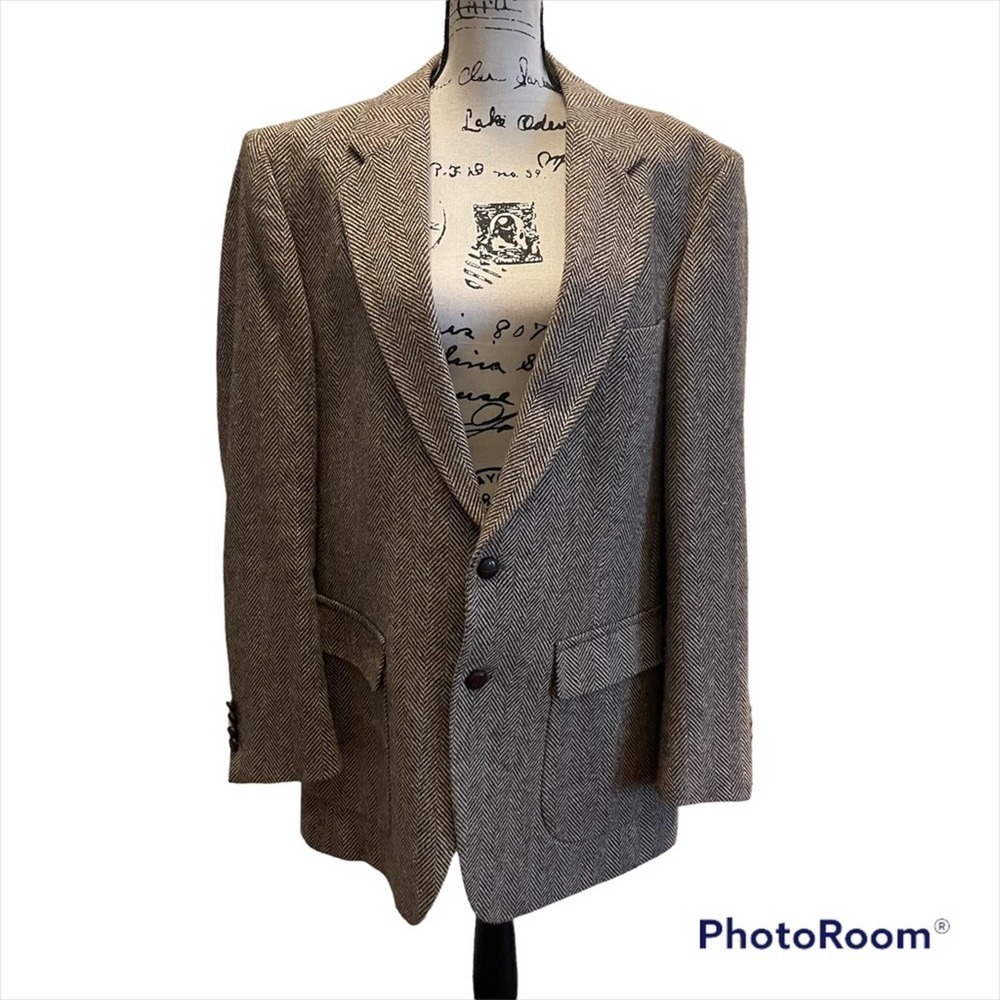 Joe Namath Suit Jacket Blazer Sport Coat Brown 44L workwear Vintage